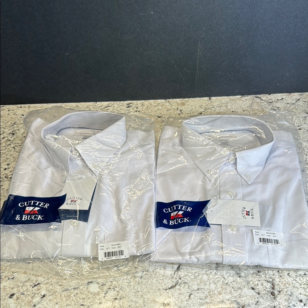 Cutter & Buck Men's White Shirt. Size XLT. NWT. 2 Pair.
